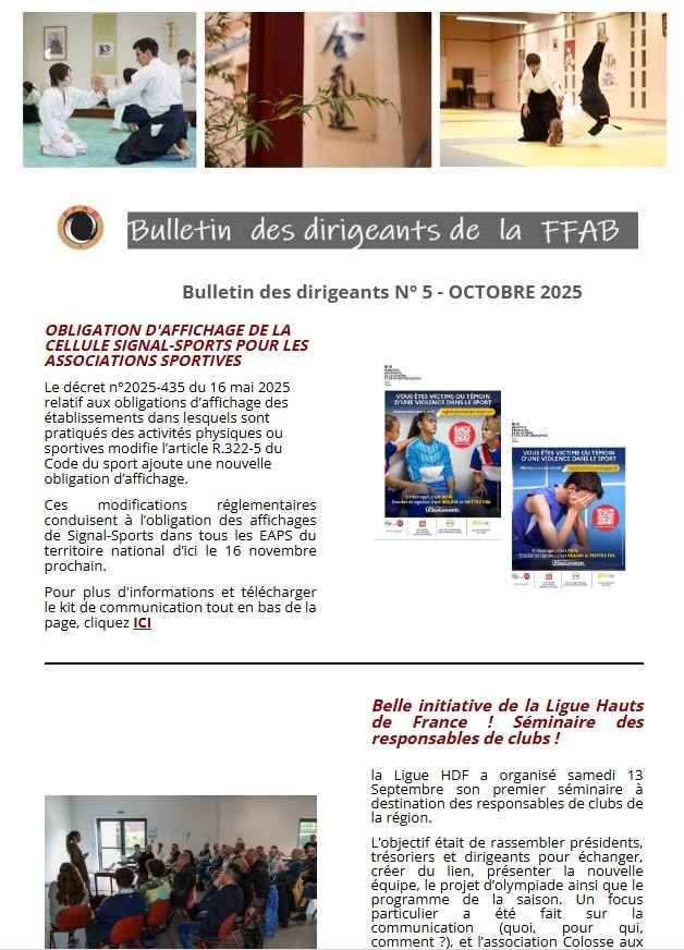 LE BULLETIN DES DIRIGEANTS n° 6 EST PARU - OCTOBRE 2025 LE BULLETIN DES DIRIGEANTS n° 6 EST PARU - OCTOBRE 2025